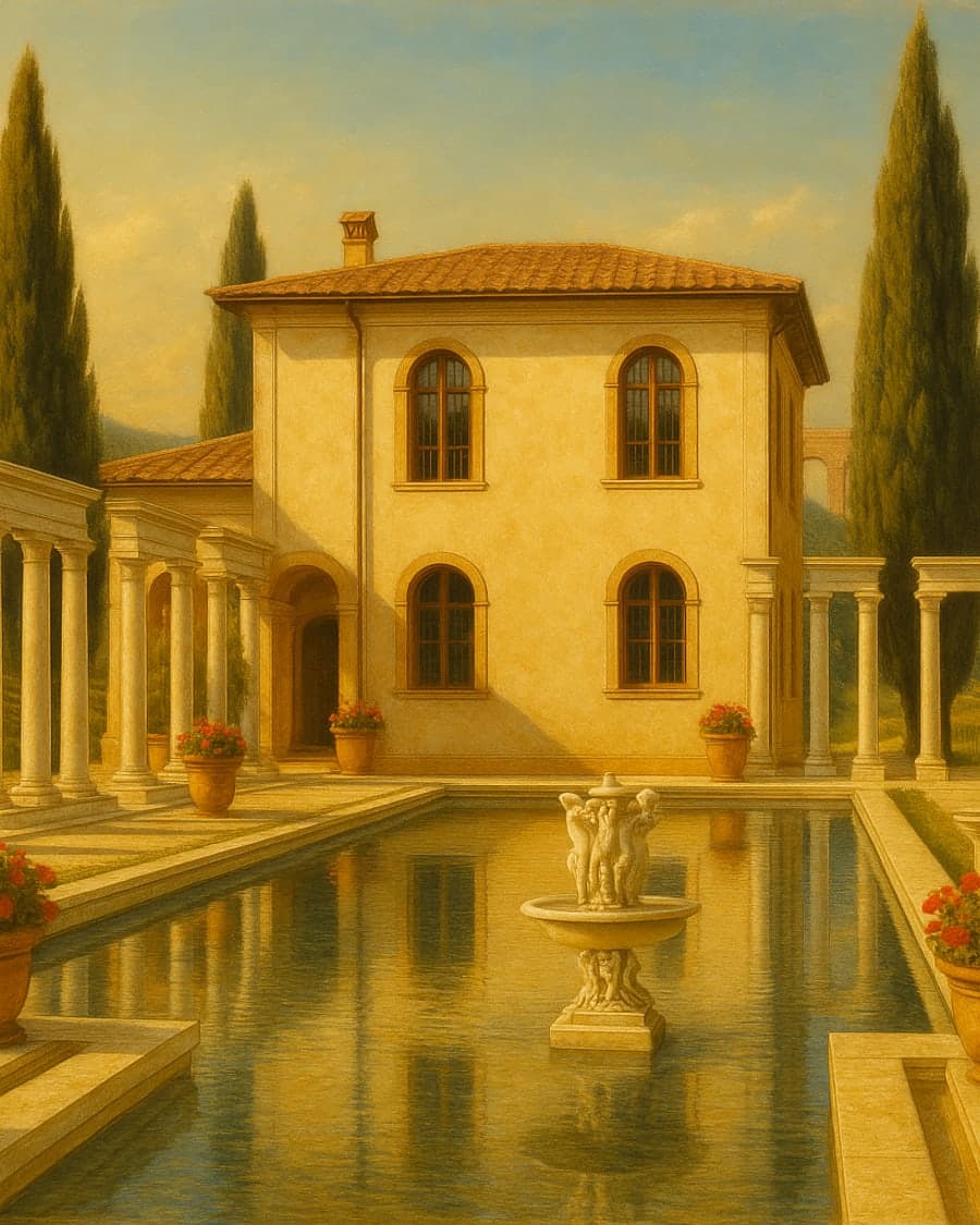 A Mediterranean villa set in a grand Roman estate
