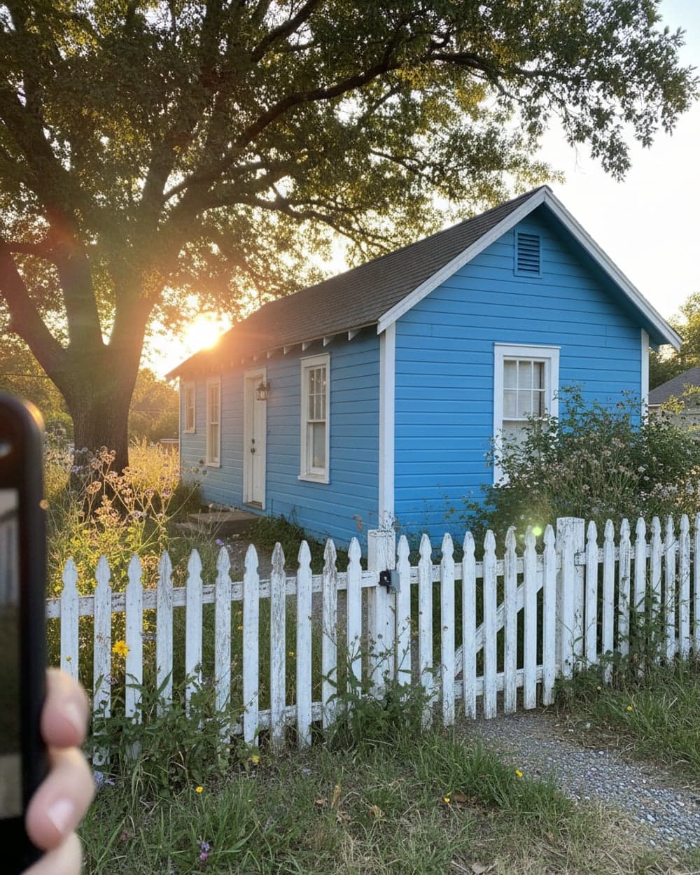 A blue cottage